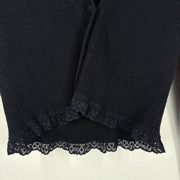 For Love & Lemons Black Ribbed Cropped Nina Cardigan Size Medium - Picture 5 of 10